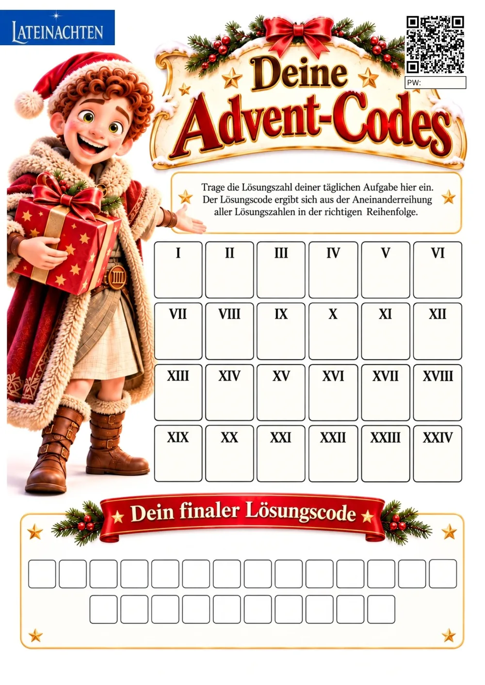 Dokumentationsblatt „Deine Advent-Codes“